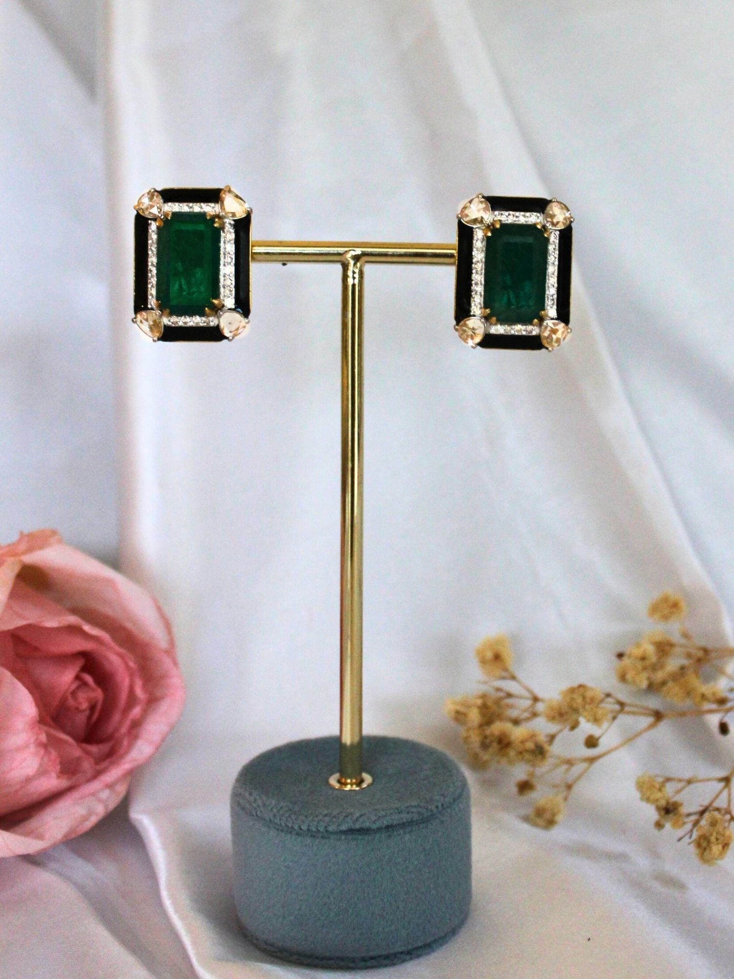 The Emerald Octa Studs