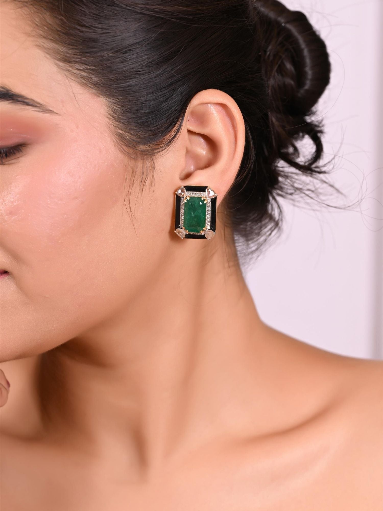 The Emerald Octa Studs