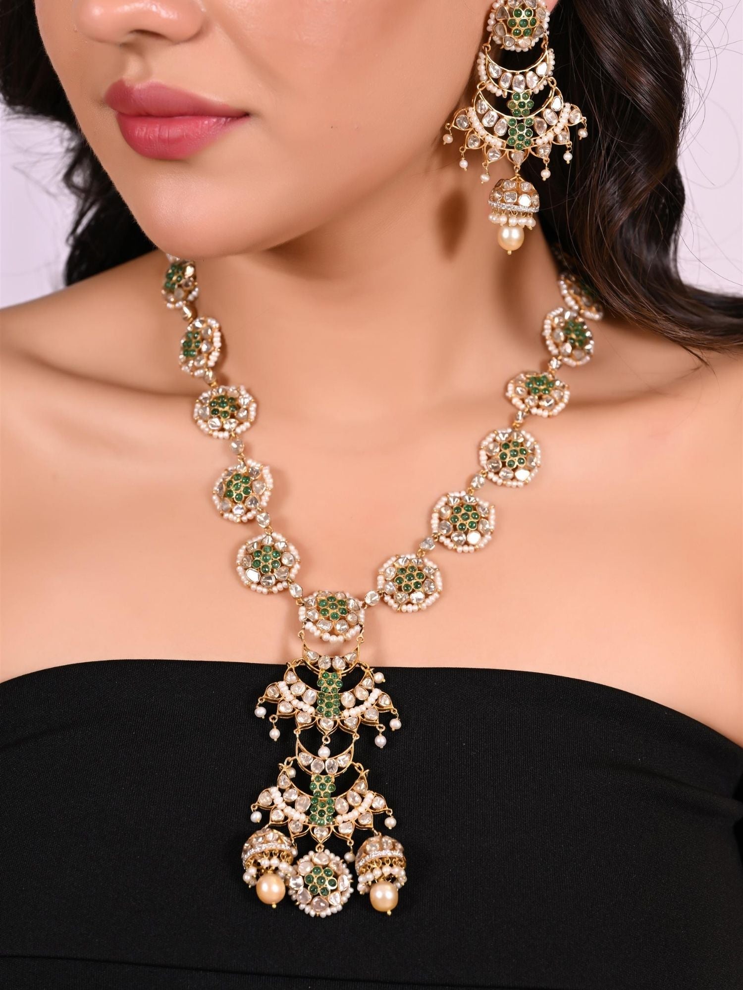 Verdant Glissade Polki Necklace Set