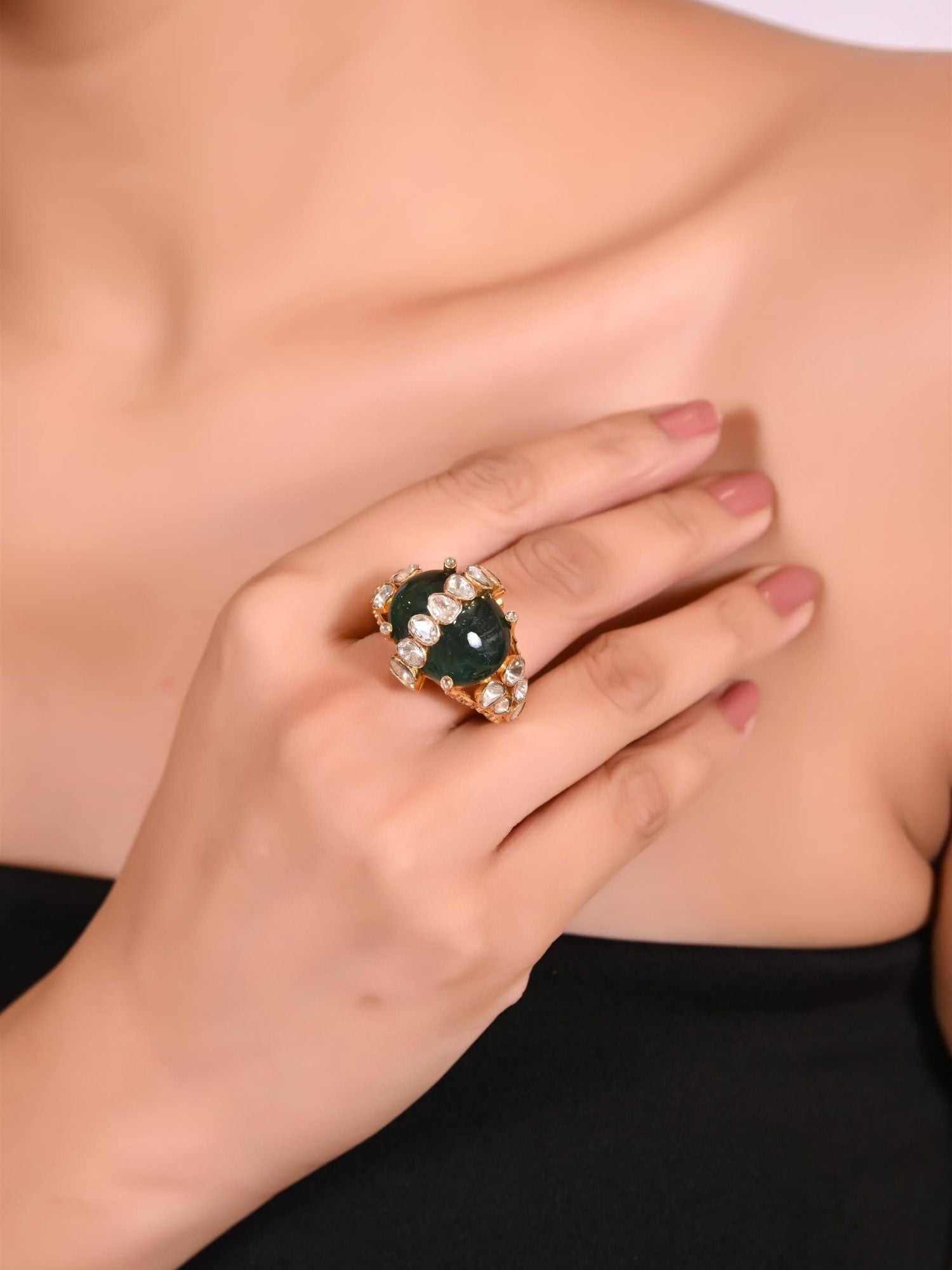 Orbit Sparkle Emerald Ring