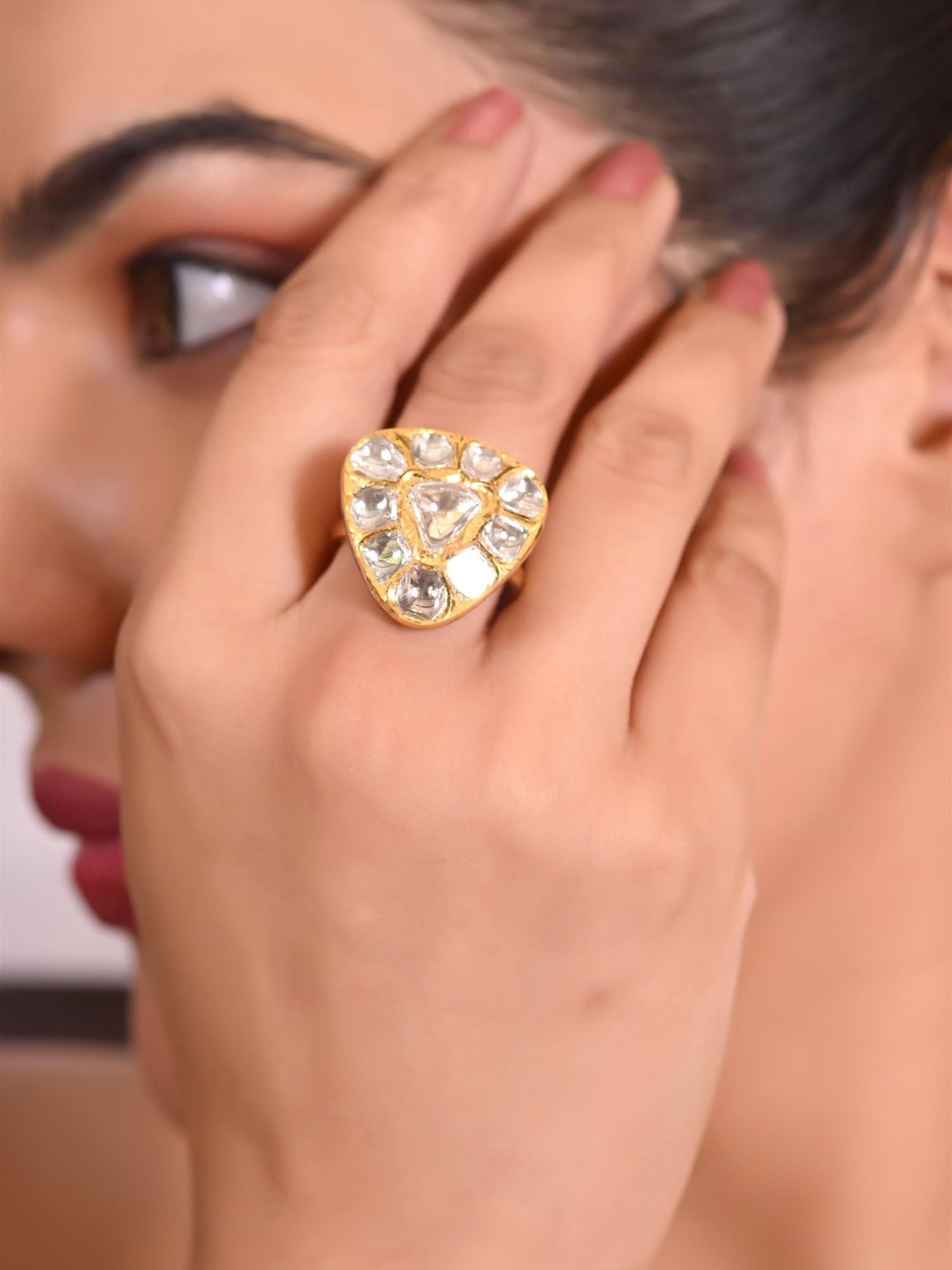Trinity Gleam Polki Ring