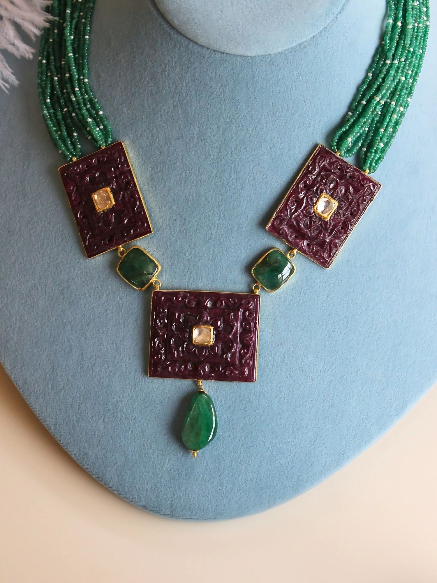 The Ruby Triad Necklace Set