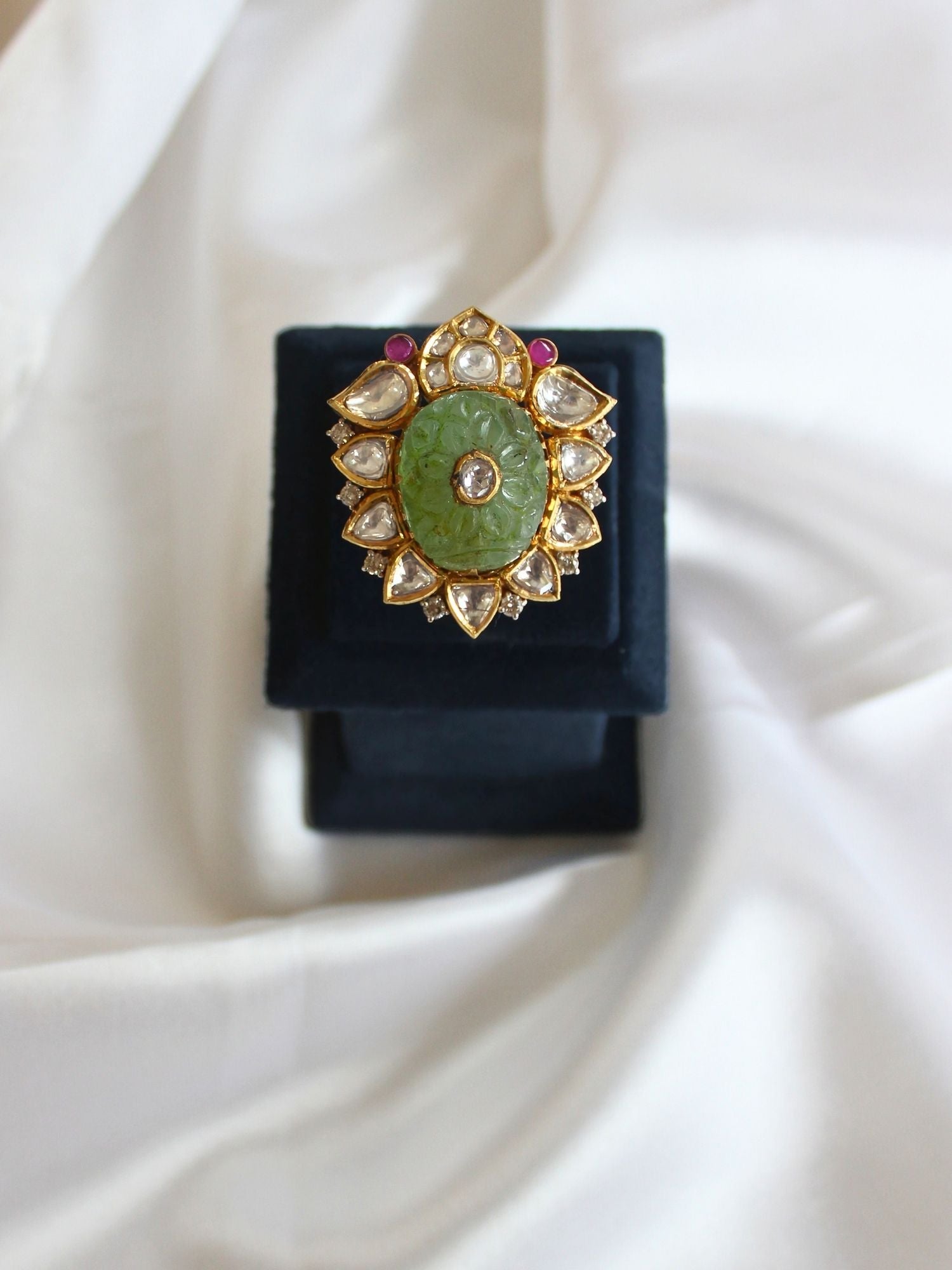 Oval Blossom Emerald Ring