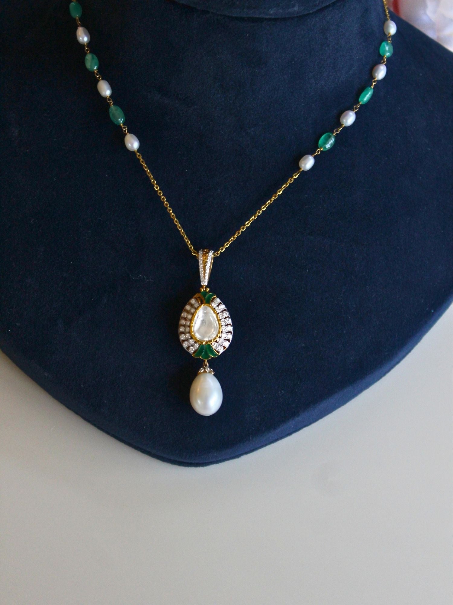 Bloom of Beads Polki Pendant