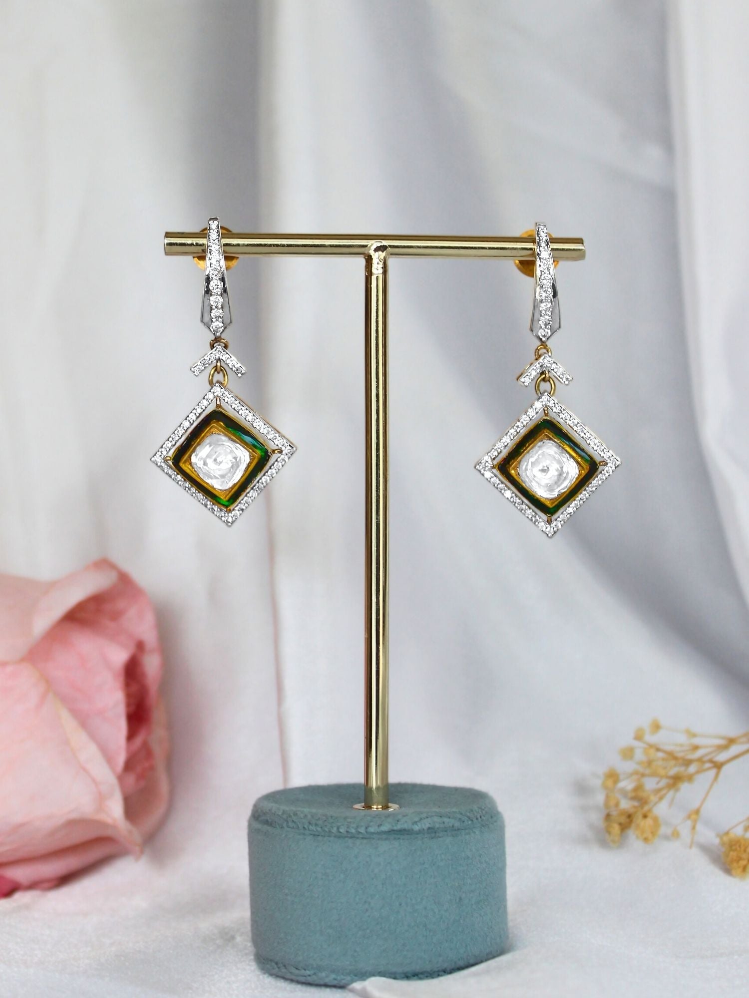 Rosémist Polki Diamond Studs