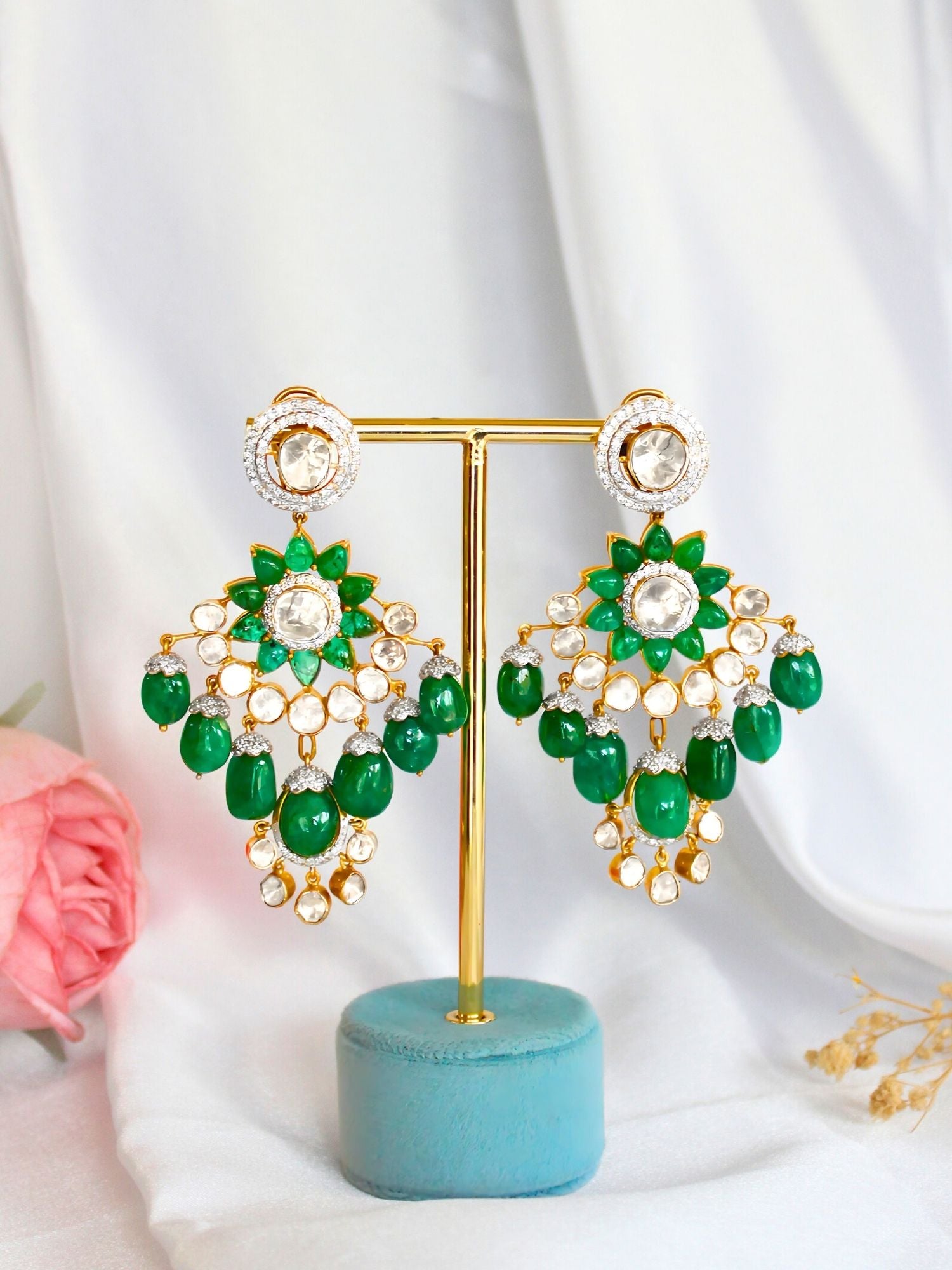Flora Drop Emerald Earrings
