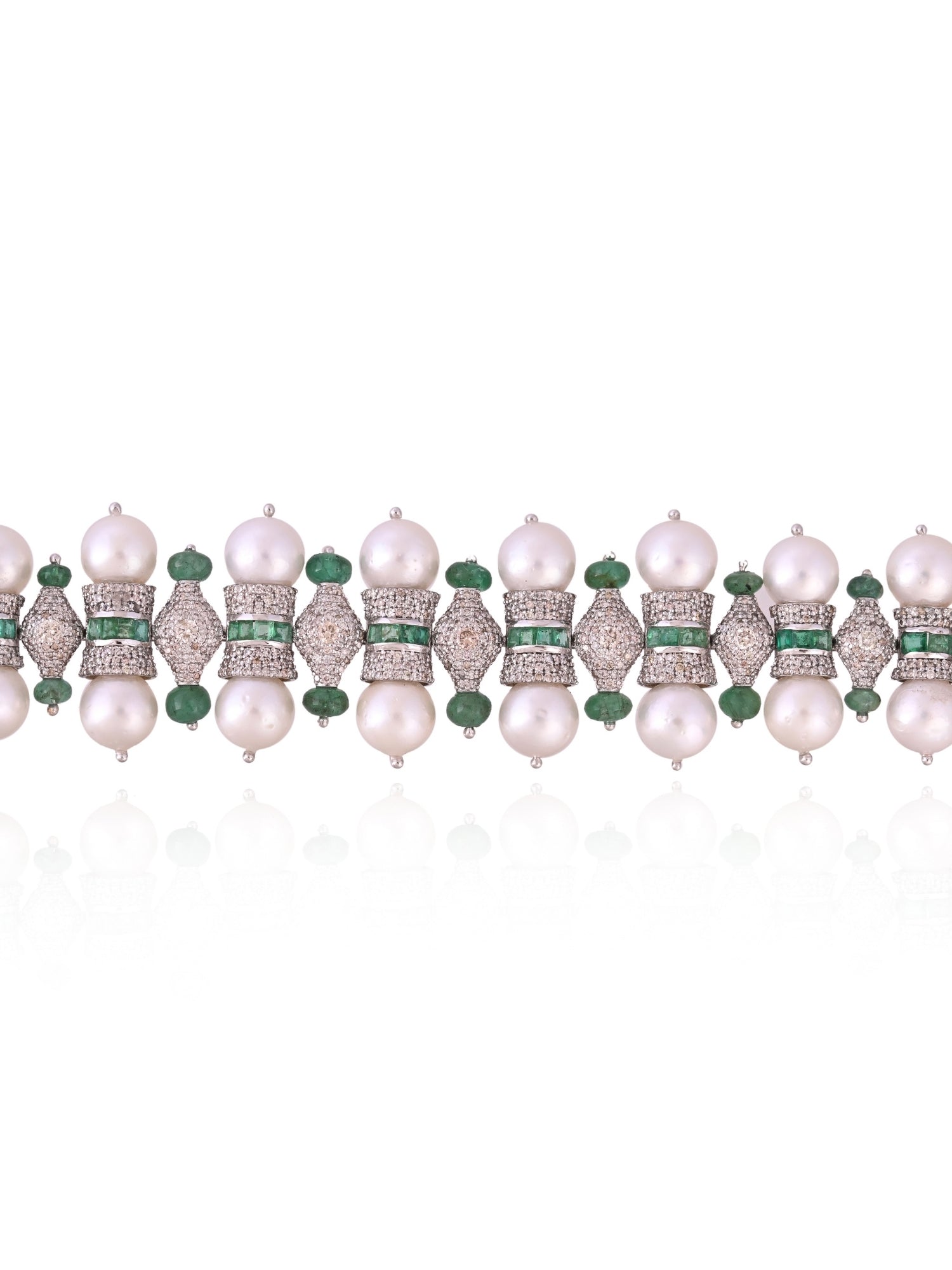 Harmony of Greens and Pearls Bracelet