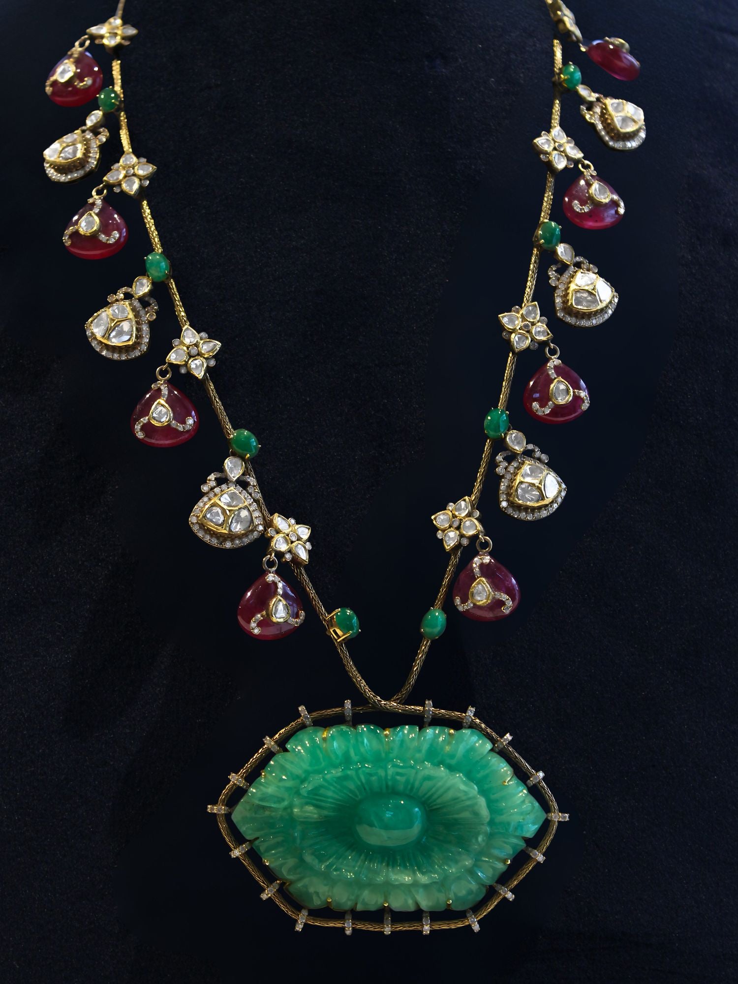 Colossal Emerald with Ruby Necklace Set