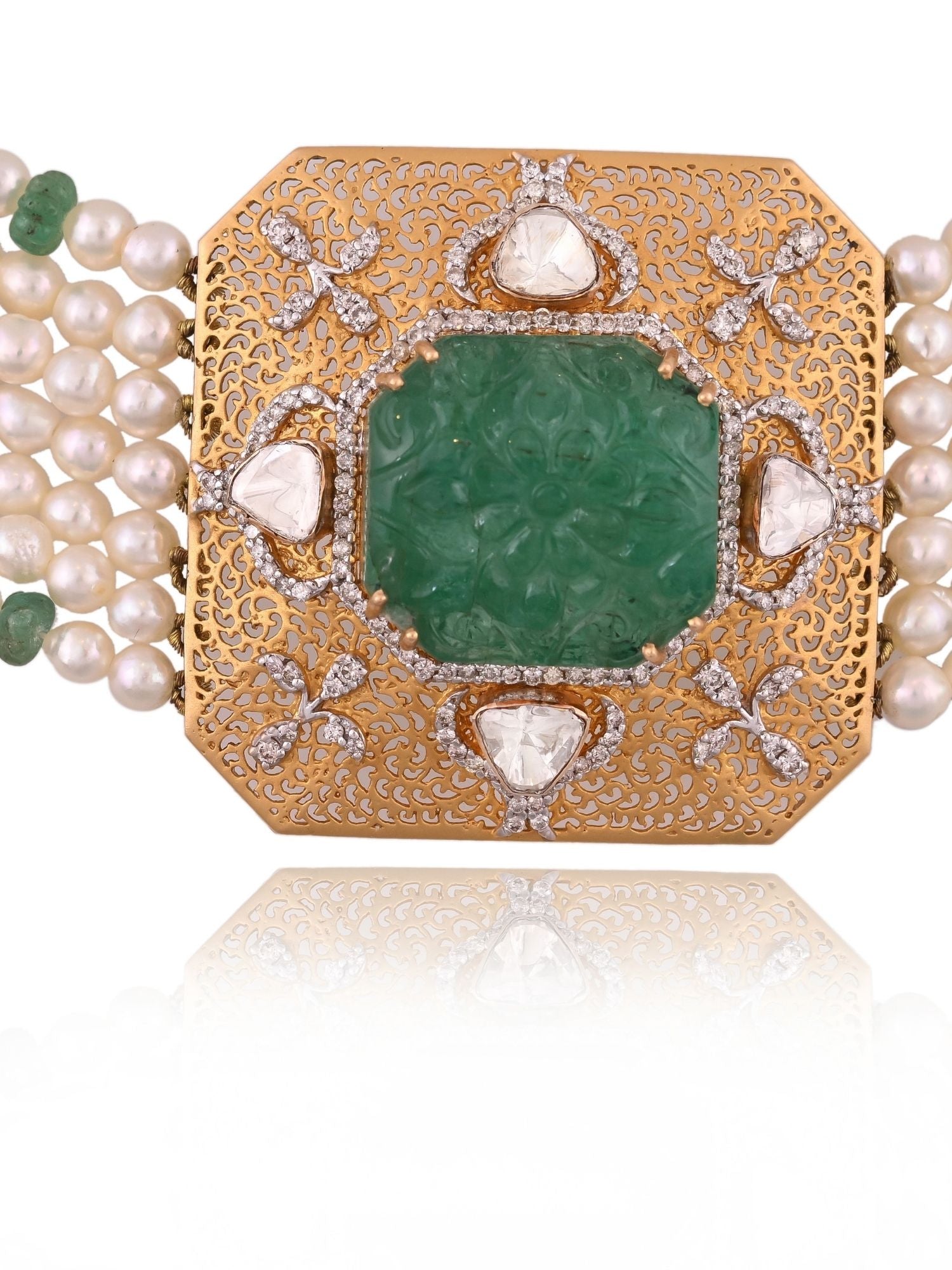 Glint Quad Emerald Necklace Set
