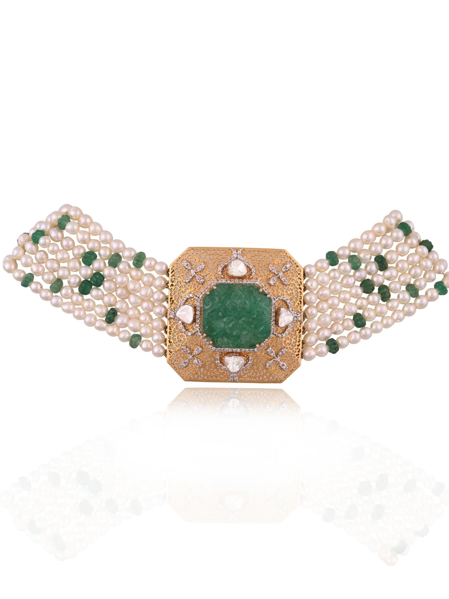Glint Quad Emerald Necklace Set