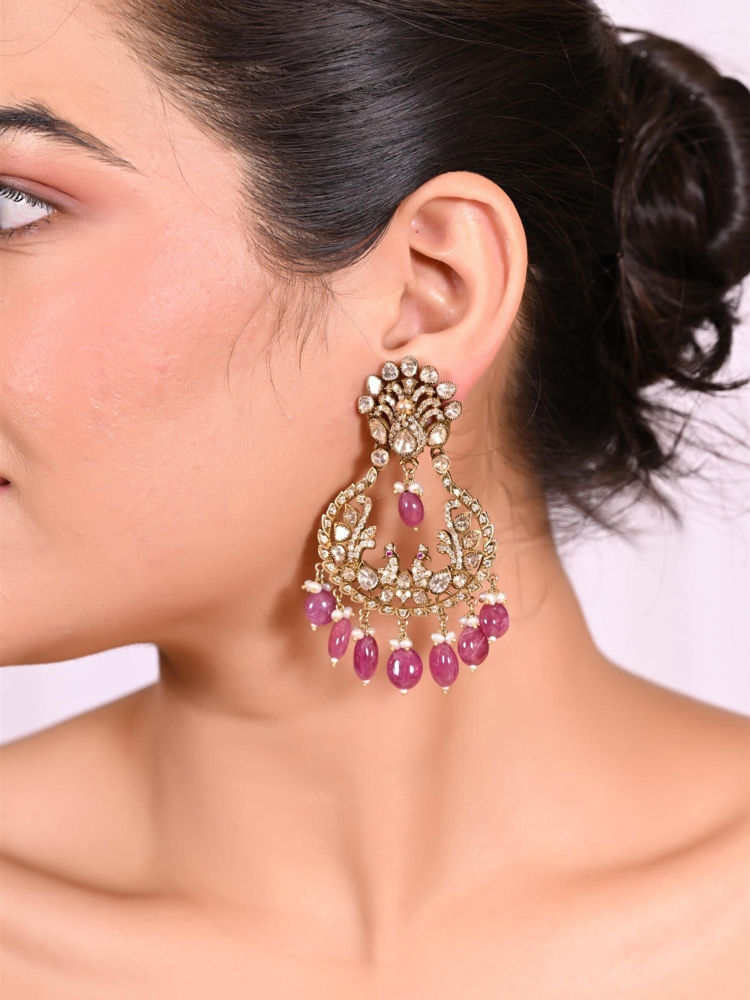 The Pavo Pair Ruby Earrings