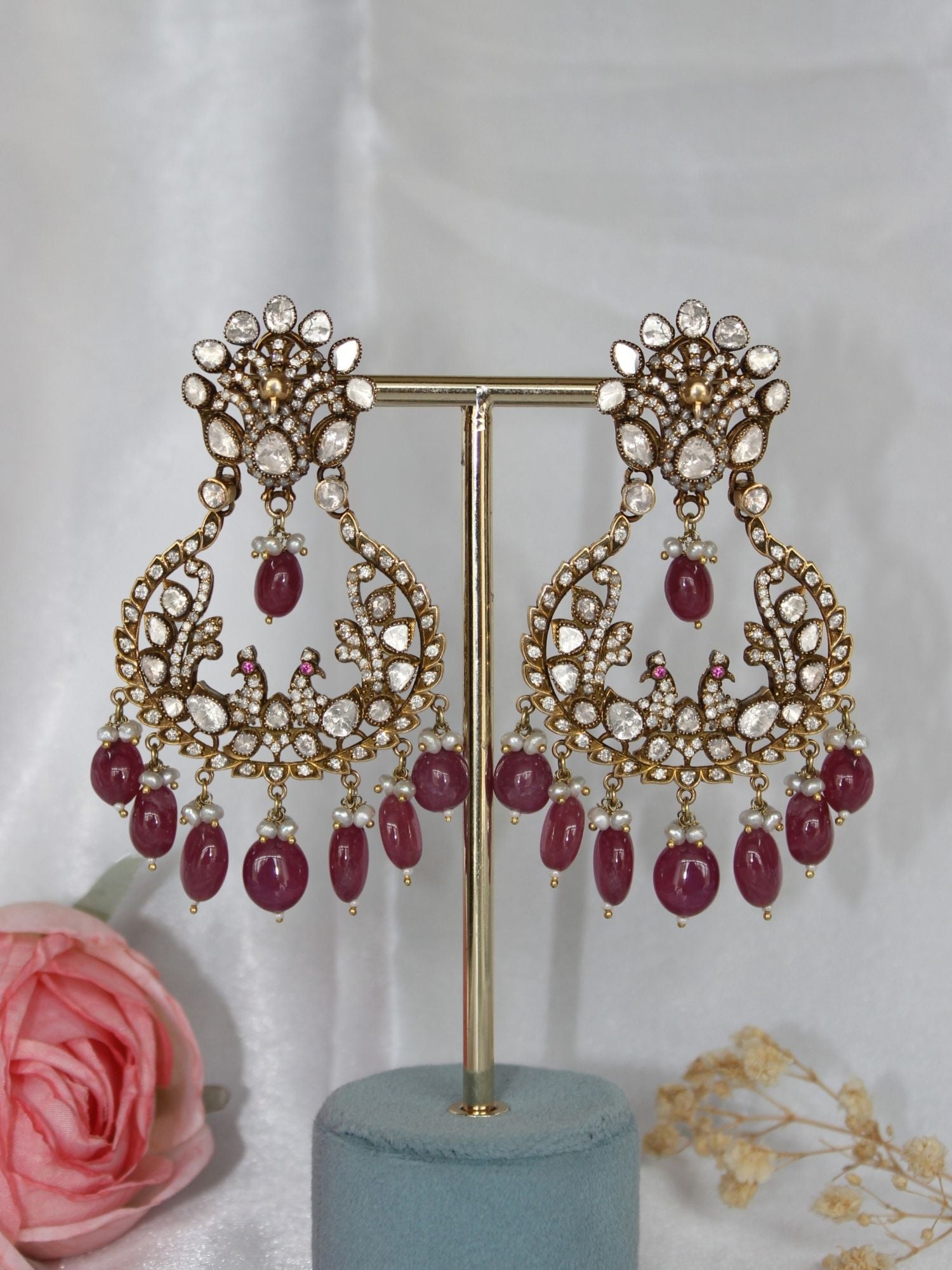 The Pavo Pair Ruby Earrings