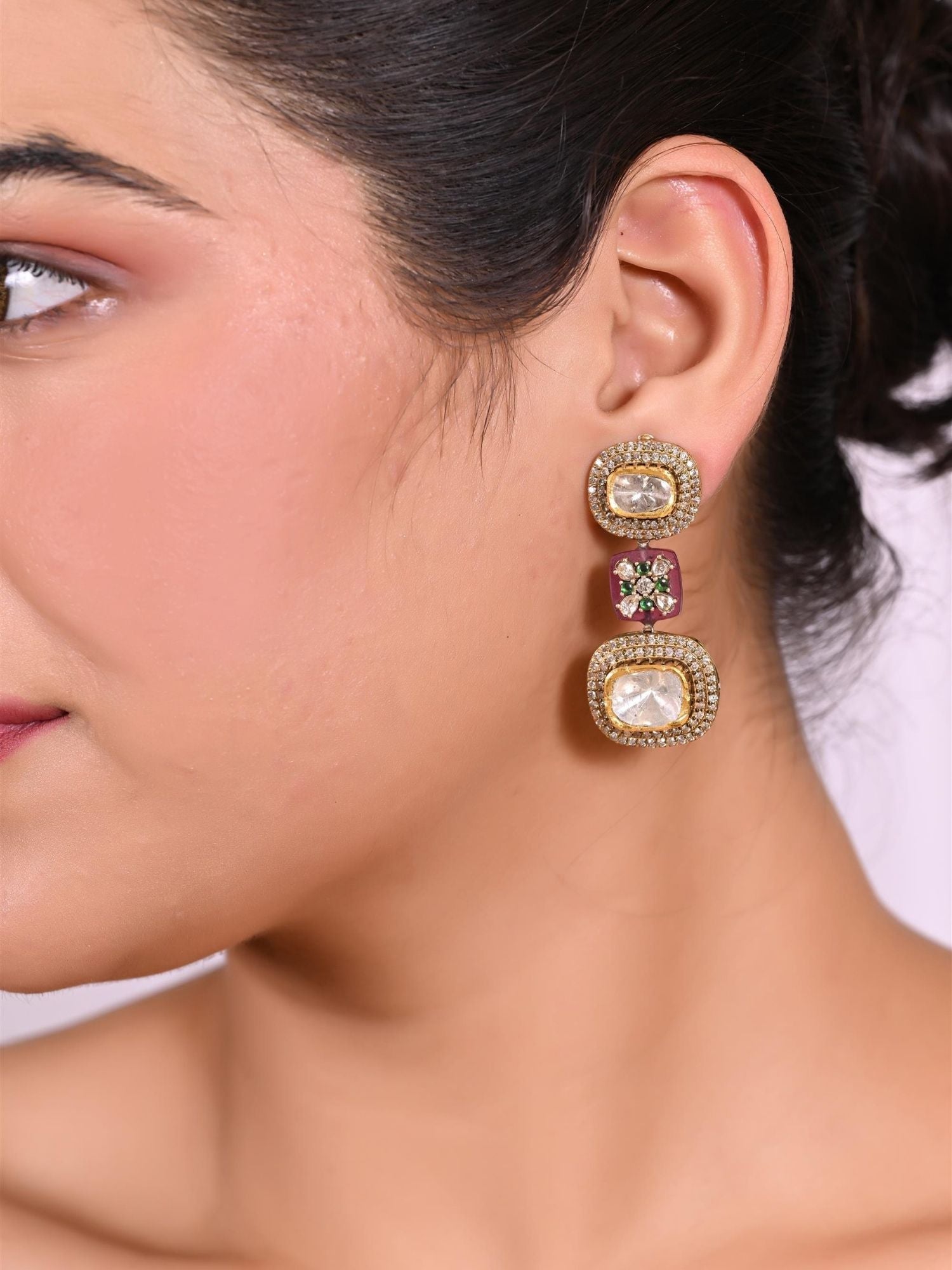 The Ruby Polki Glintfall Earrings