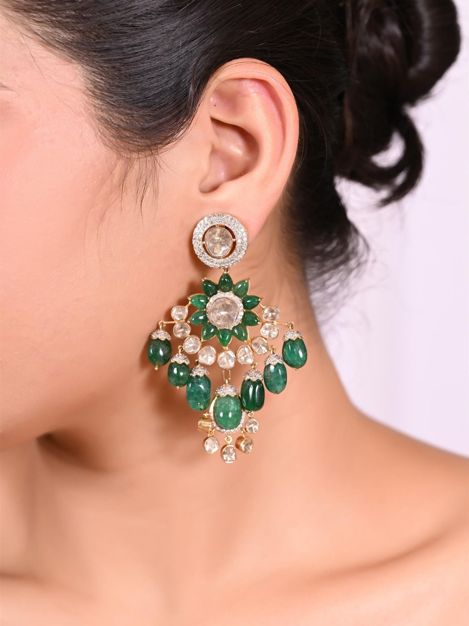 Flora Drop Emerald Earrings