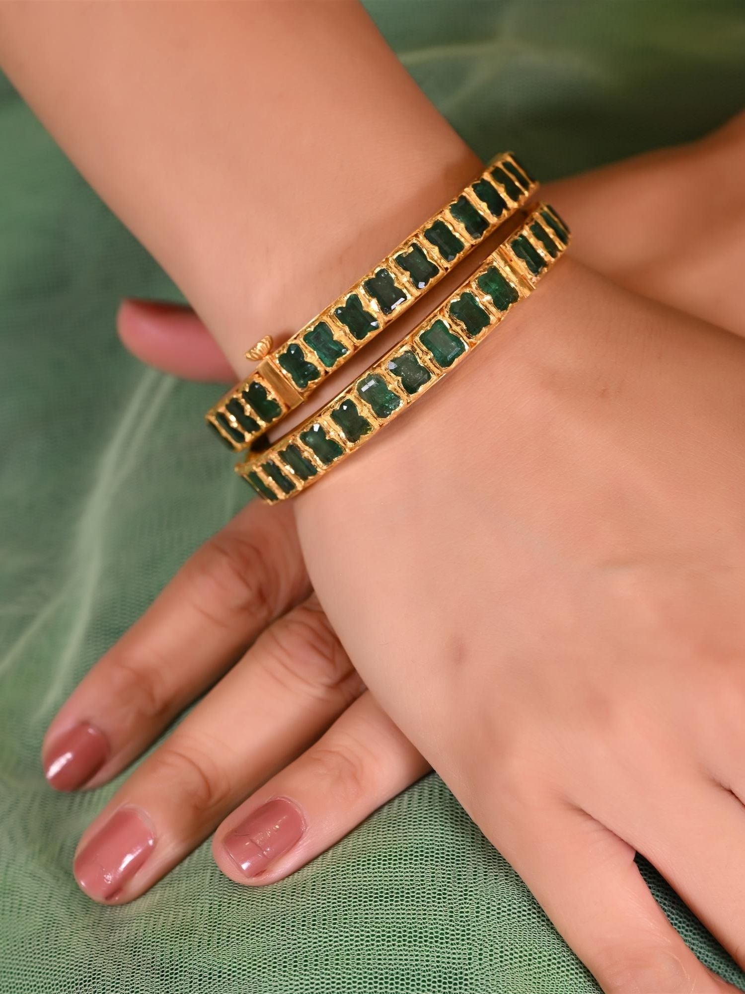 Emerald Grid Bangle