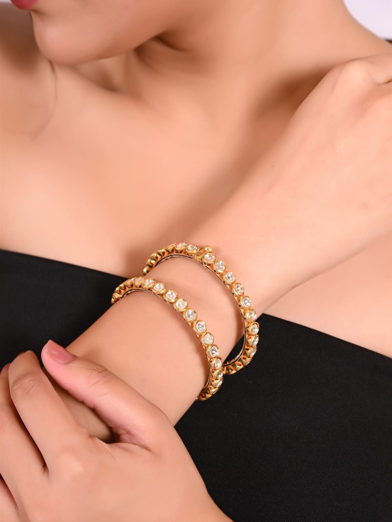 Glow Line Polki Bangles