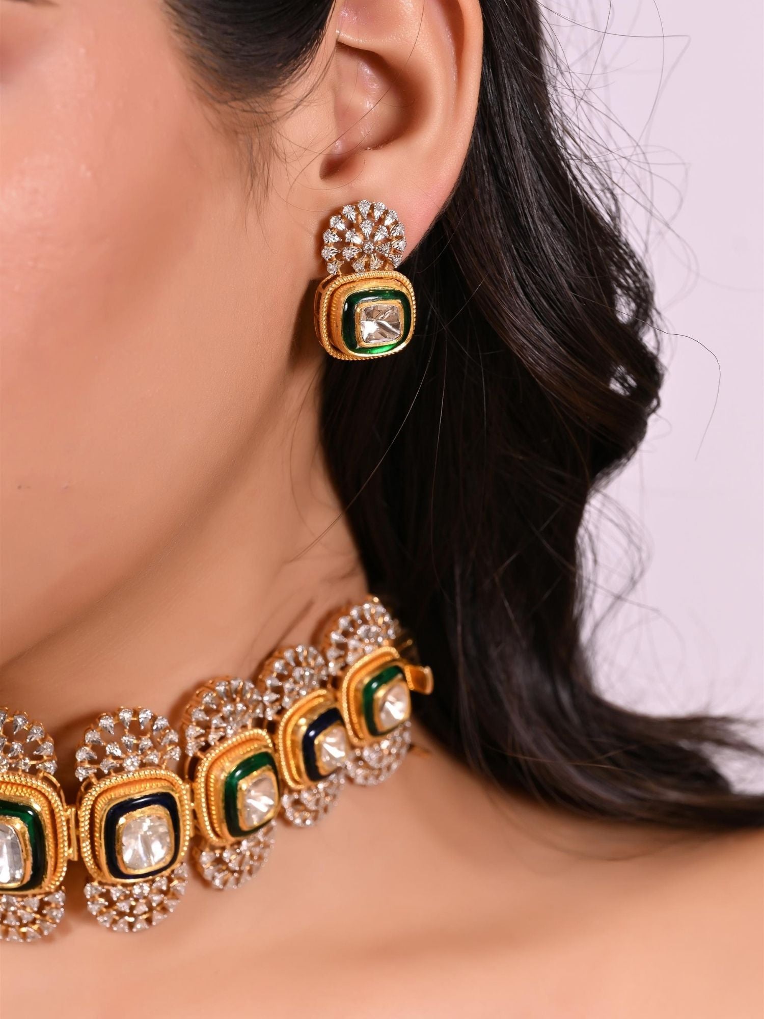 Symmetry in Sparkle Polki Choker Necklace