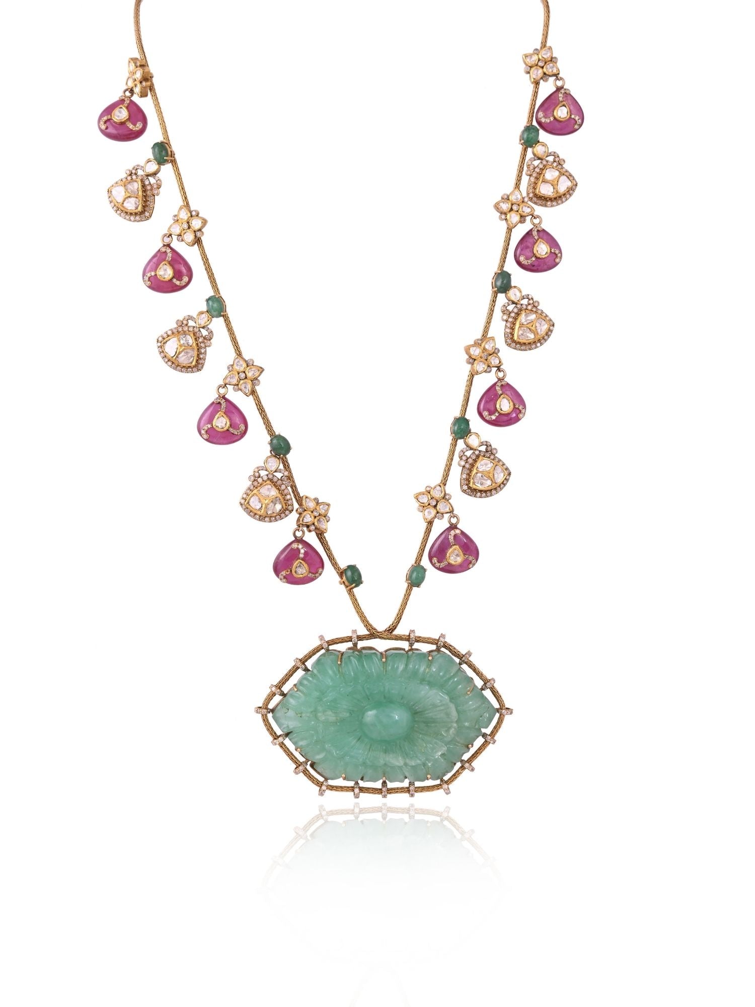 Colossal Emerald with Ruby Necklace Set