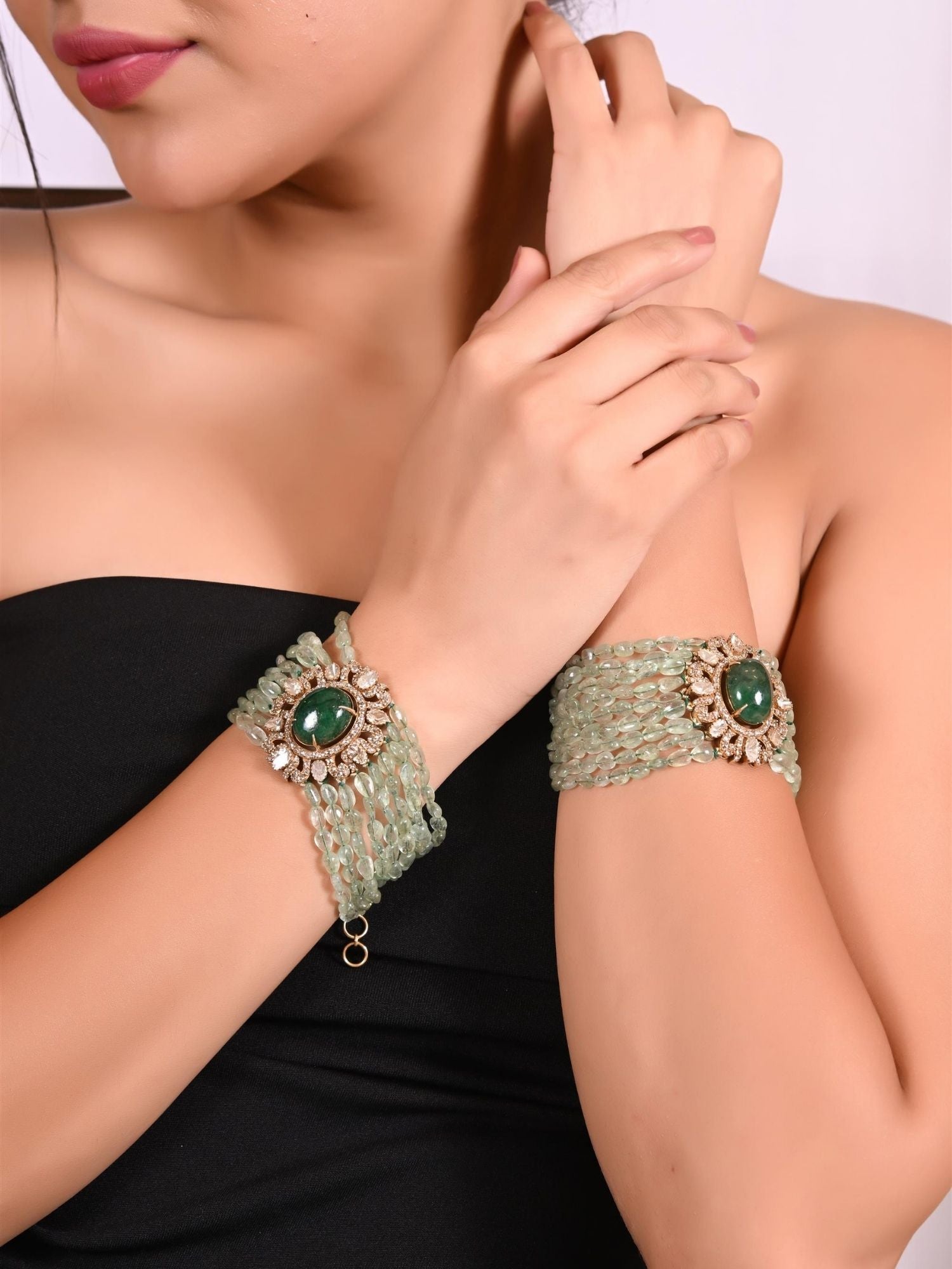 The Emerald Halo Bracelet Set