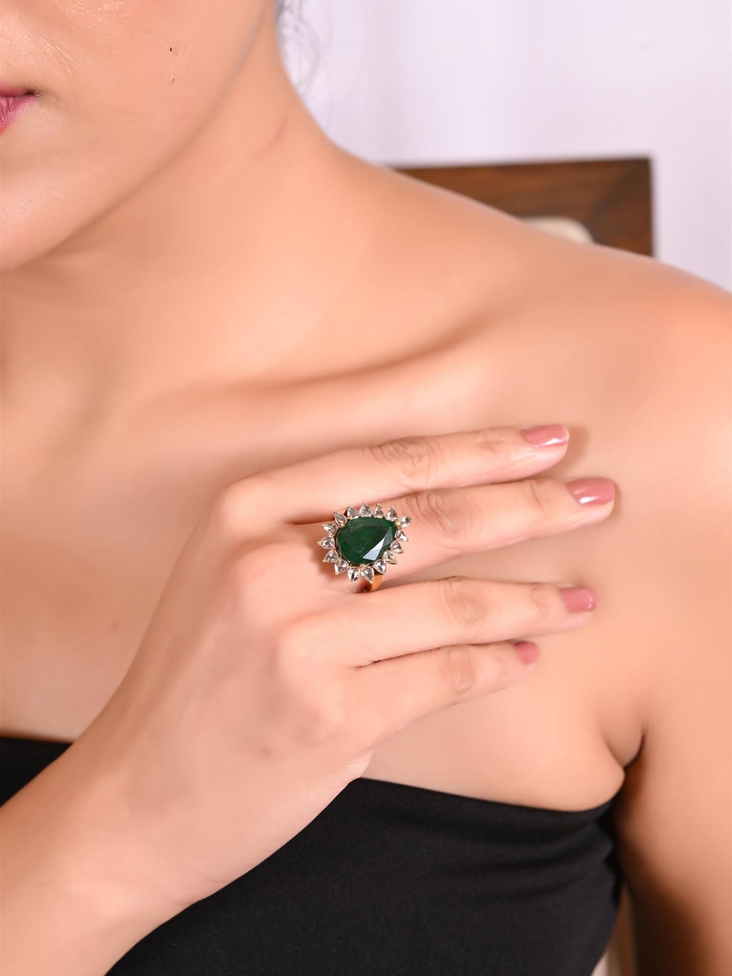 Crown jewel Emerald Ring