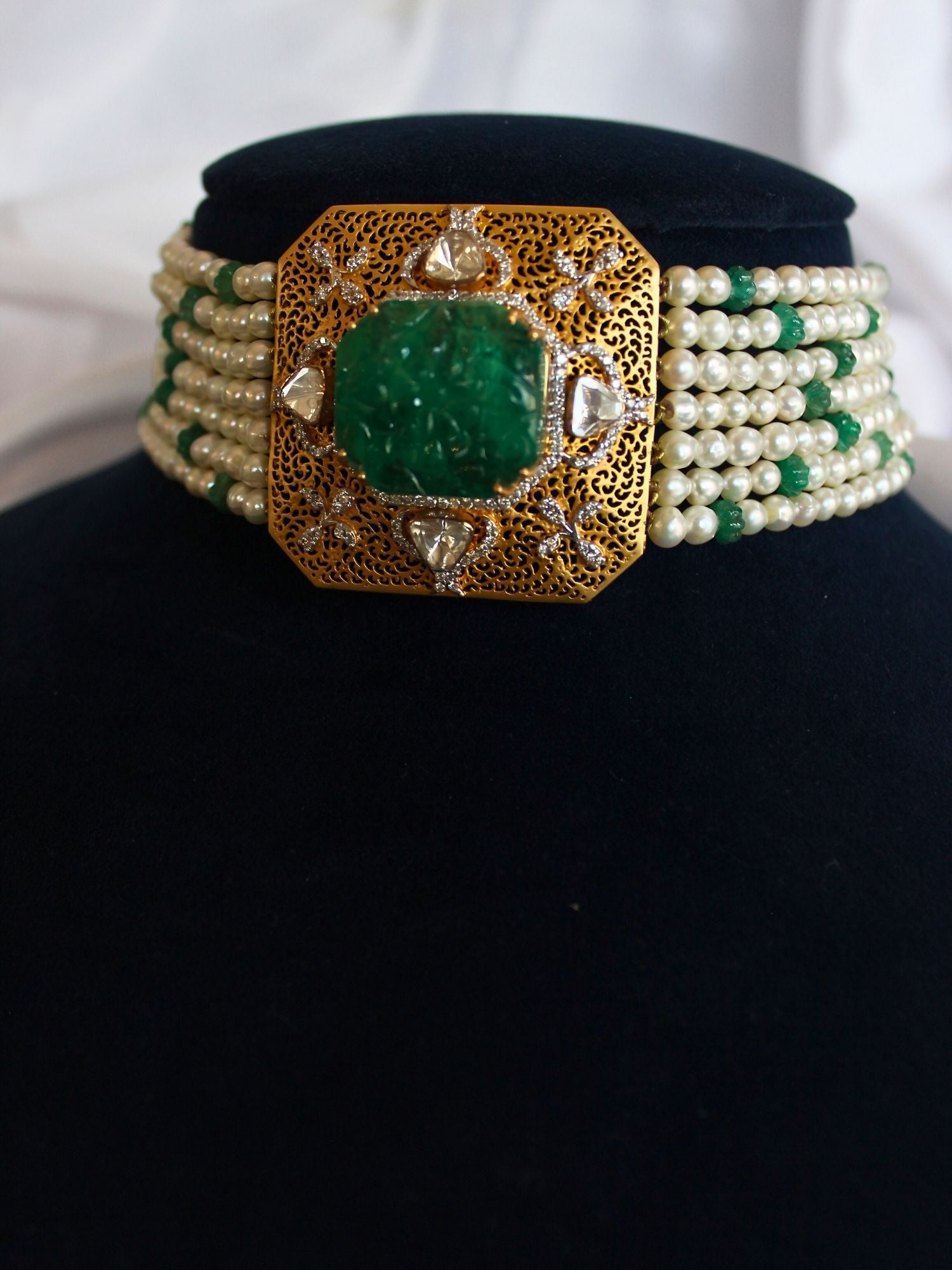 Glint Quad Emerald Necklace Set