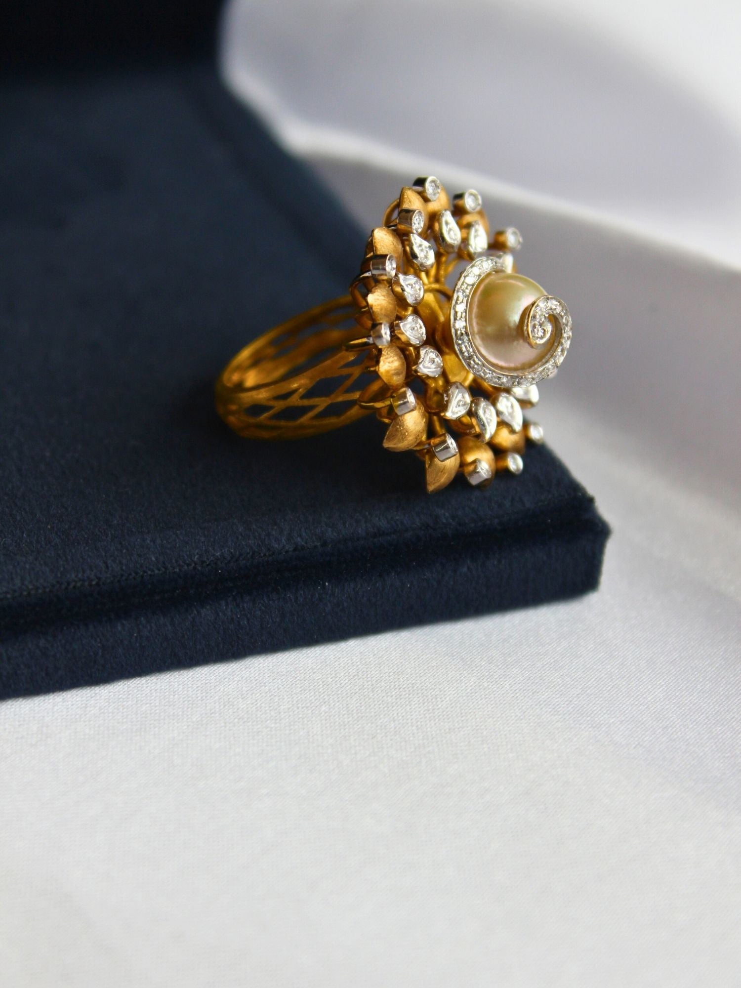 Spiral Pearl Ring