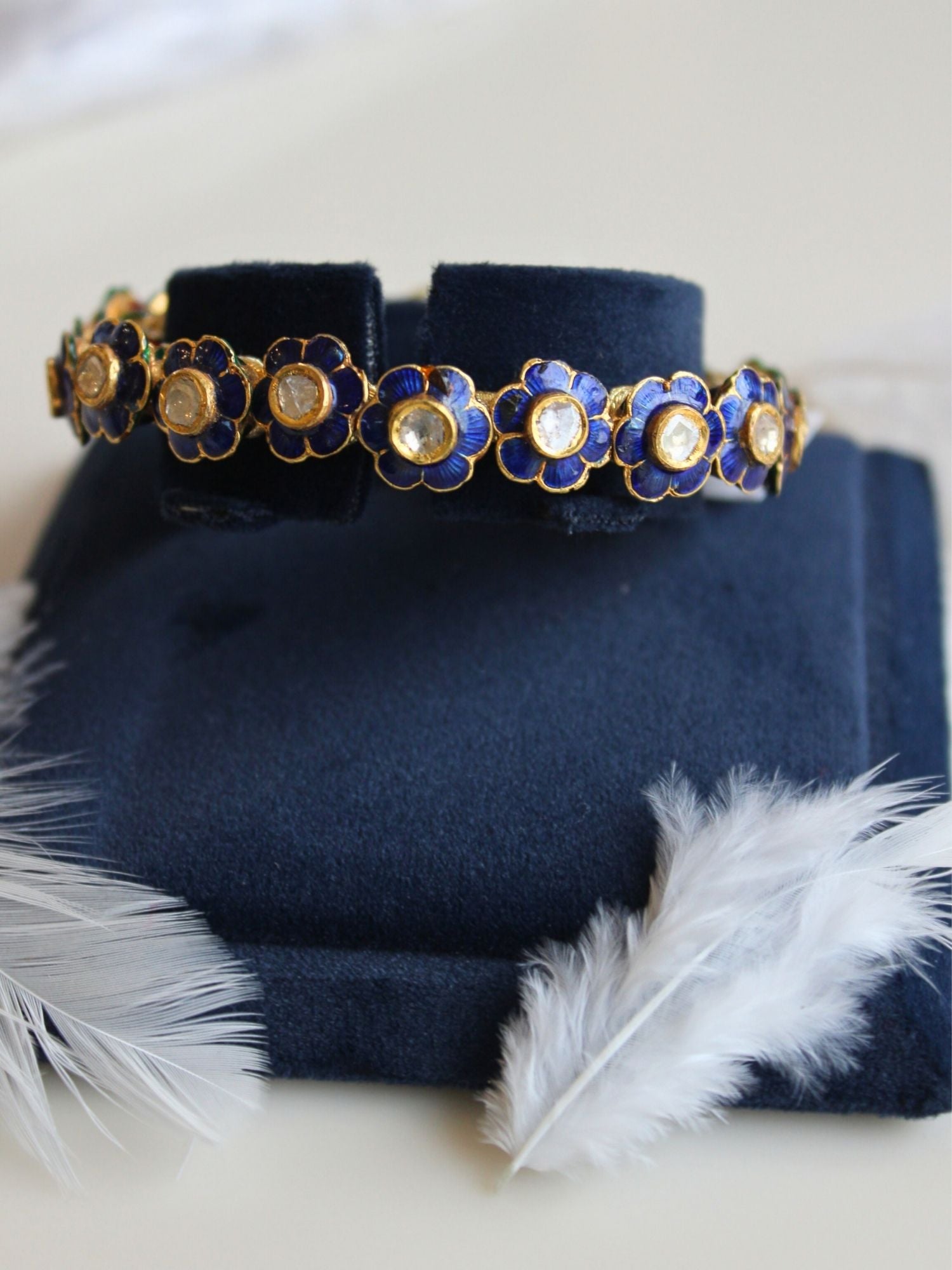 Blue Blossom Polki Bangle